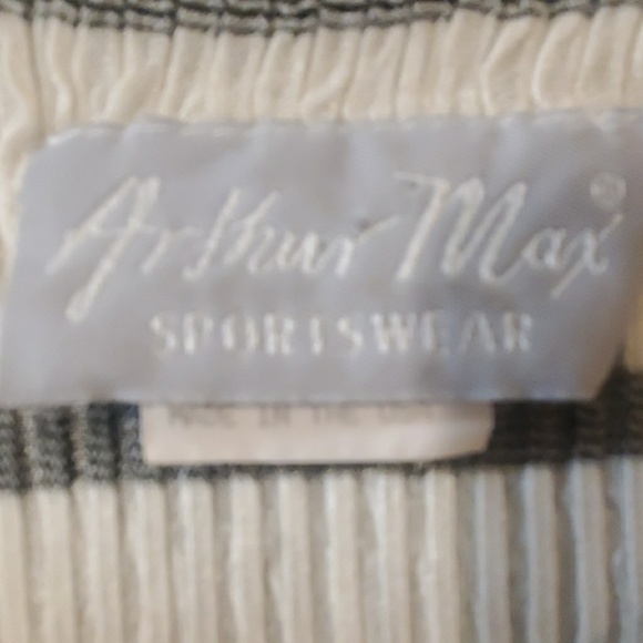 ARTHUR MAX Cream Striped Blouse Size L - Picture 6 of 8